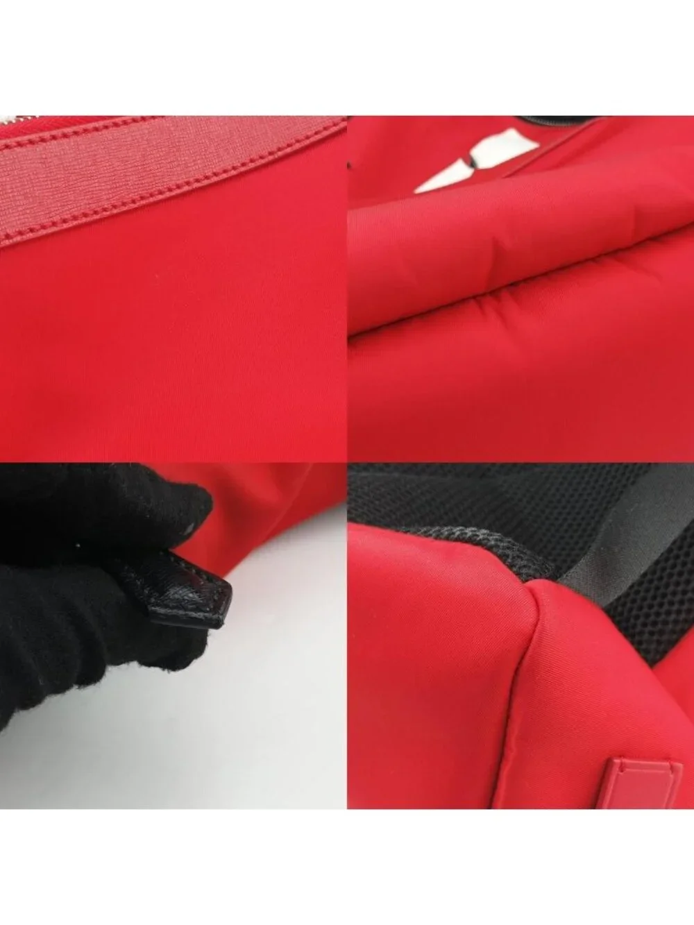 Fendi Monster Bag Bugs Red Black Nylon Leather